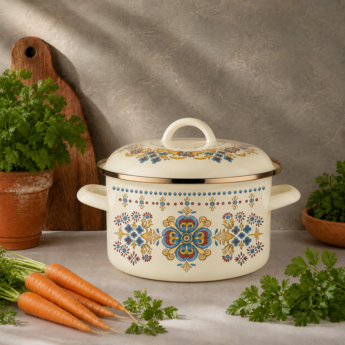 GARNEK EMALIOWANY DOLCE BUENO 20CM 4L Z/P