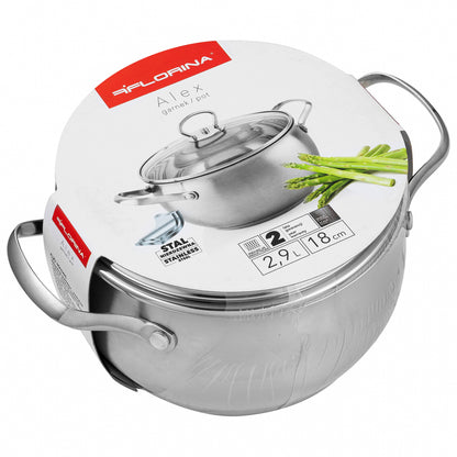 Garnek nierdzewny alex 18cm 2,9l z/p