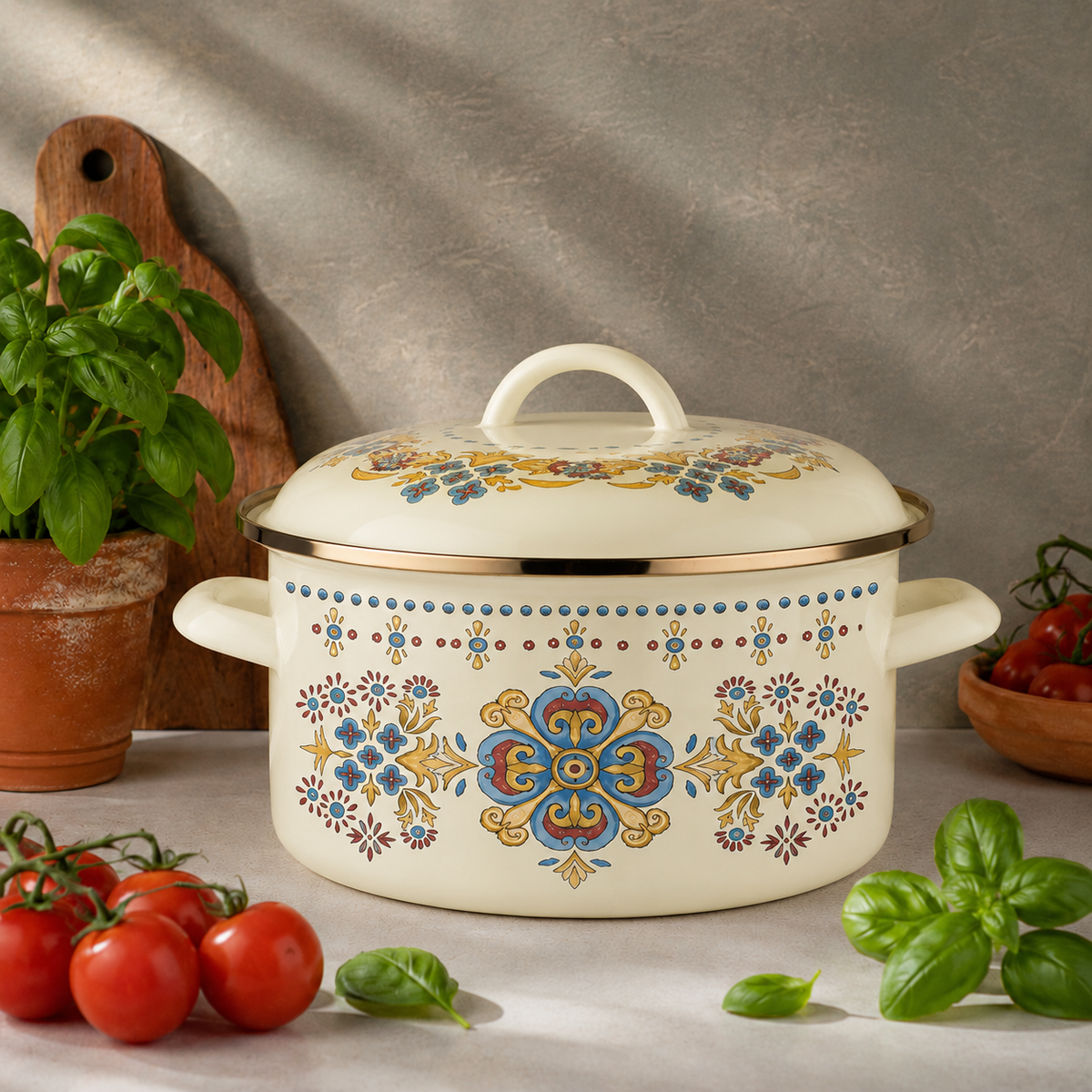 GARNEK EMALIOWANY DOLCE BUENO 22CM 5L Z/P