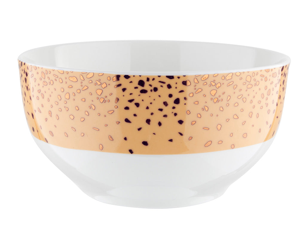 Salaterka Florina Spots Orange 13 cm porcelanowa pomarańczowa złocona