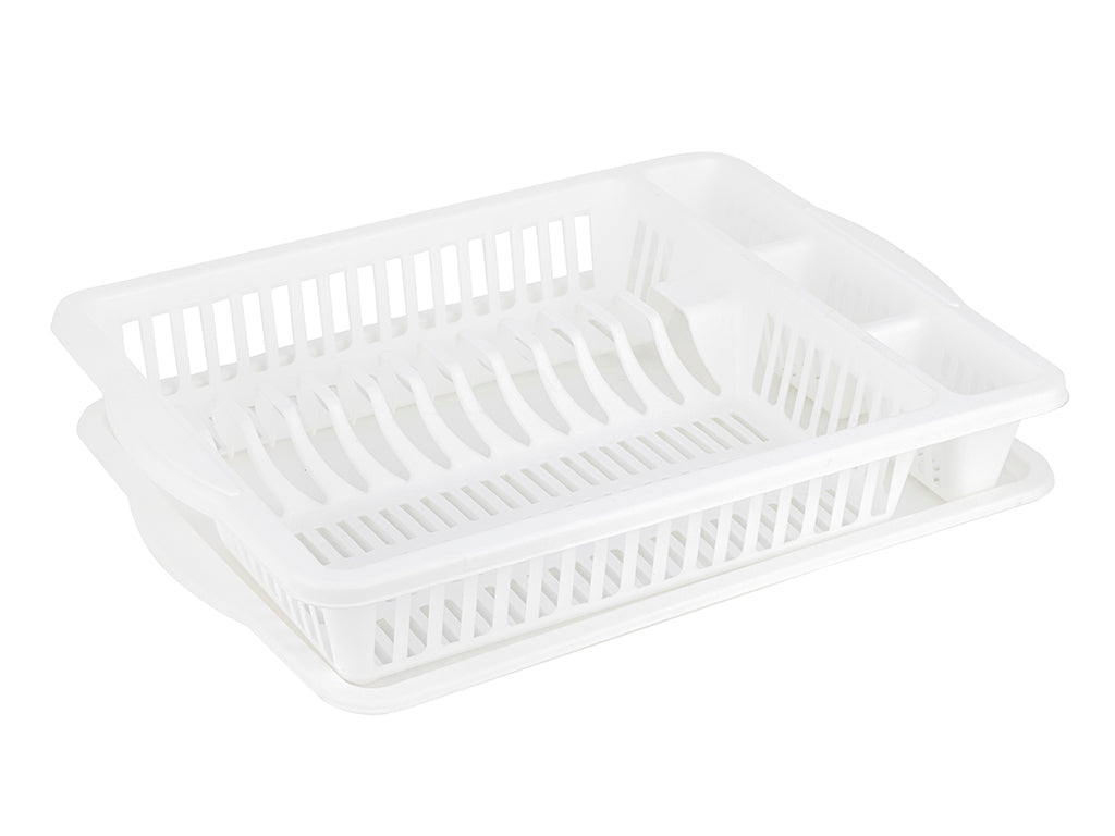 Suszarka do naczyń plastikowa velvet 48,5x36x8,5cm z podstawką biała
