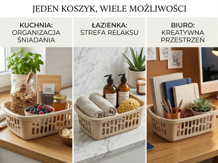 Koszyk plastikowy mały 22x15cm beżowy