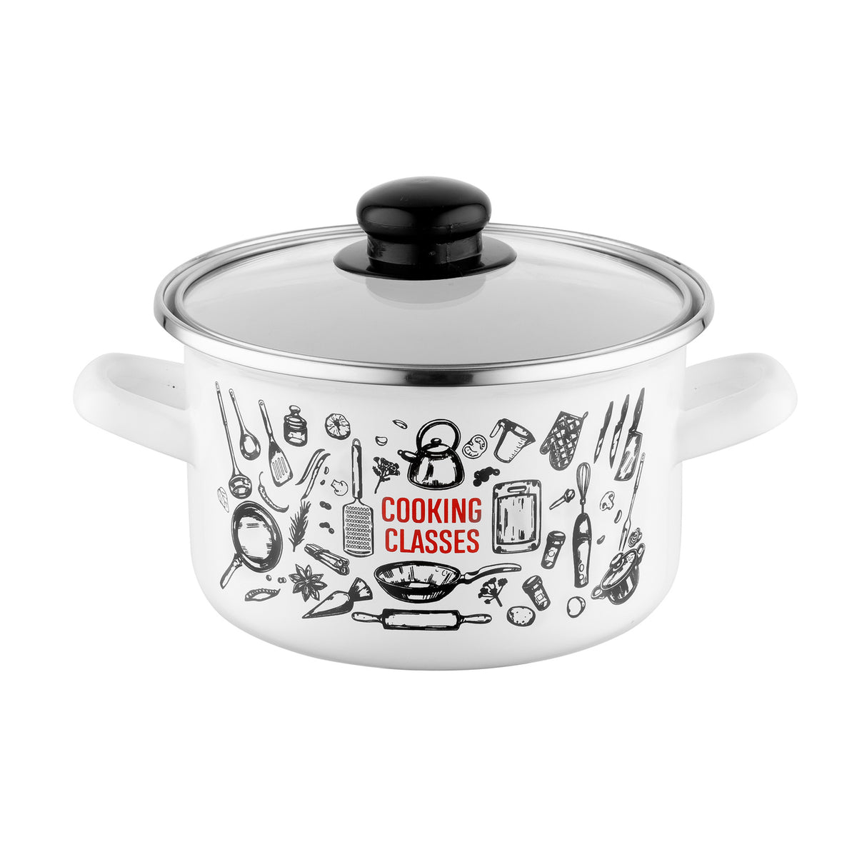 Garnek emaliowany prosty kitchen white 16cm 2,1l z/p