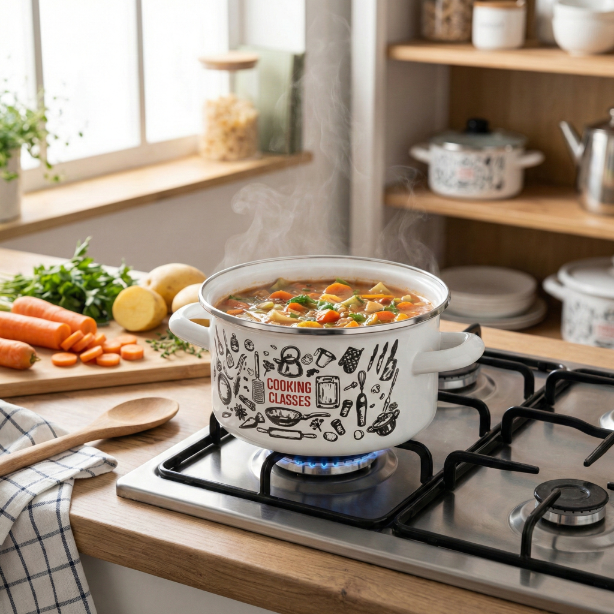 Garnek emaliowany prosty kitchen white 18cm 3l z/p
