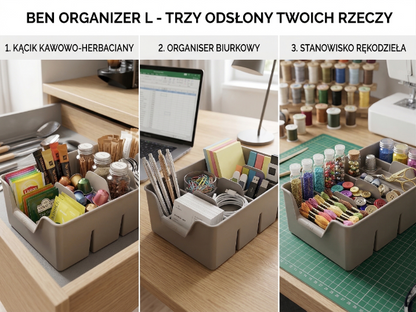 Organizer plastikowy l 30x14x7,5cm jasny szary