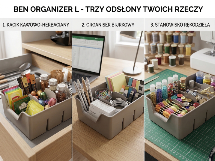 Organizer plastikowy l 30x14x7,5cm jasny szary