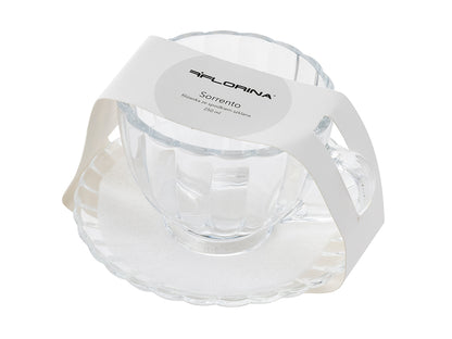 Filiżanka ze spodkiem szklana sorrento 250ml