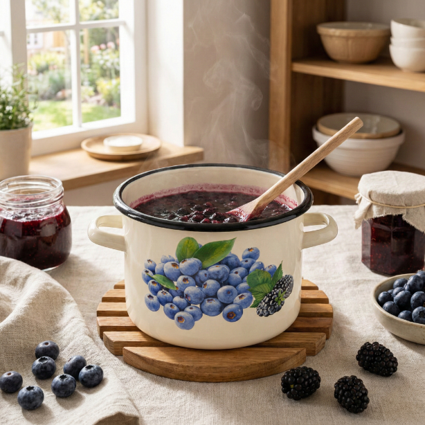 Garnek emaliowany prosty borówka 18cm 3,2l