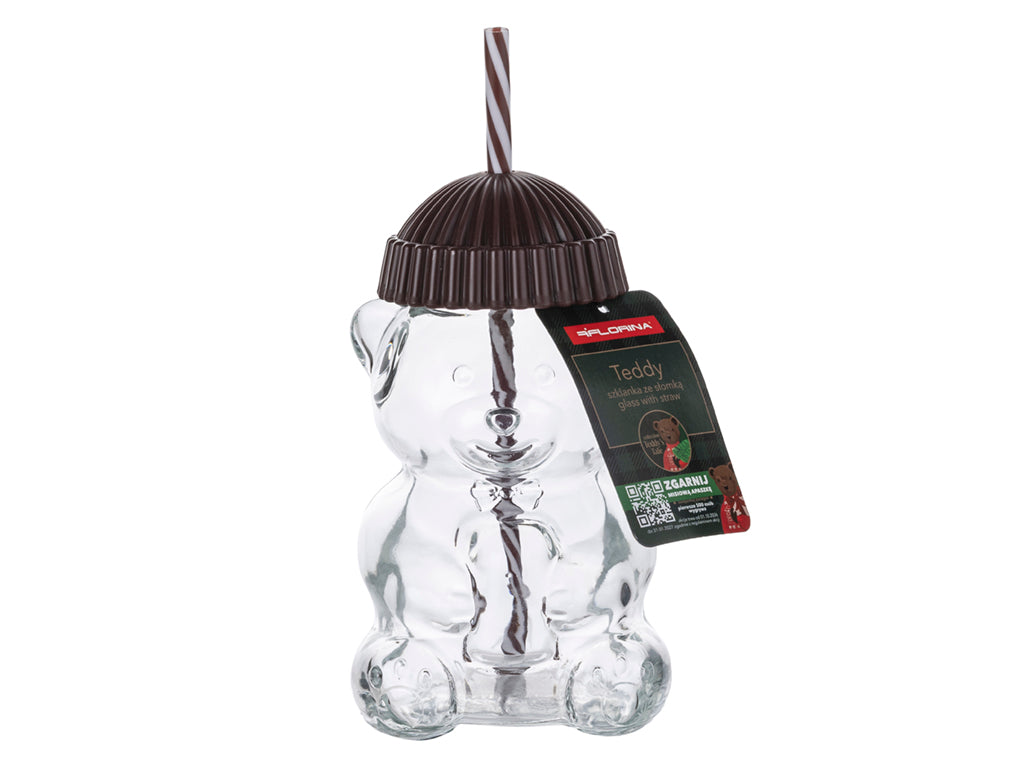 SZKLANKA BEARRY ZE SŁOMKĄ 500ML BORDO