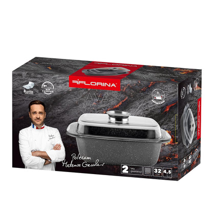 Brytfanna aluminiowa prostokąt lava 32x11cm 5,2l z/p szara mg