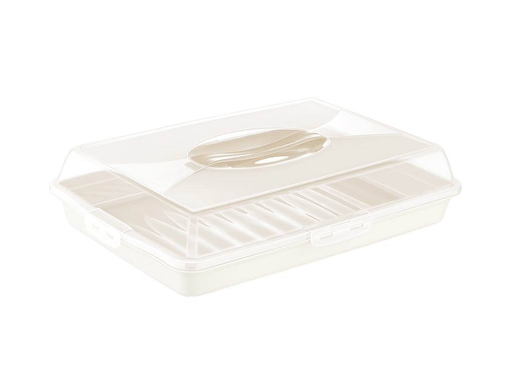Pojemnik na ciasto plastikowy prostokątny orio 45x31x10cm kremowy