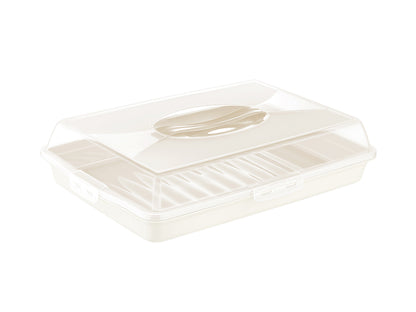 Pojemnik na ciasto plastikowy prostokątny orio 45x31x10cm kremowy