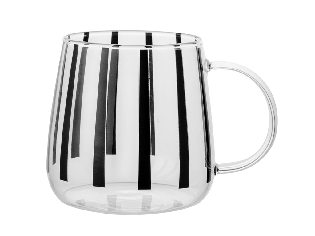 KUBEK SZKLANY SOLLINE 400ML PASKI CZARNE