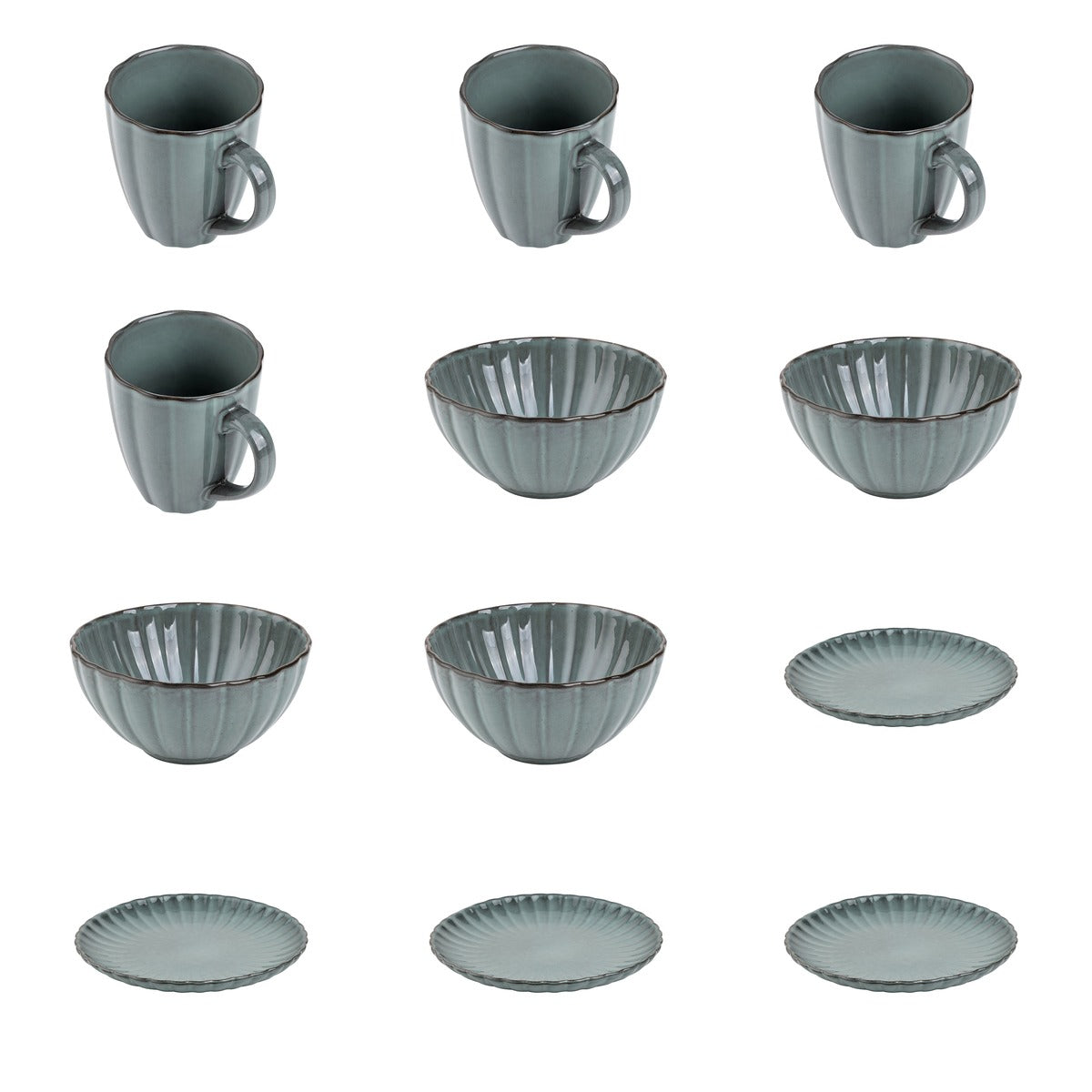 Zestaw 12 elementowy komplet porcelany Atlantica morska