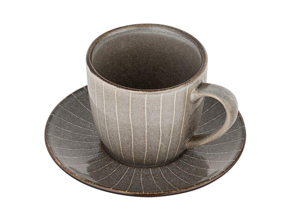 Filiżanka ze spodkiem stripes gray 250ml