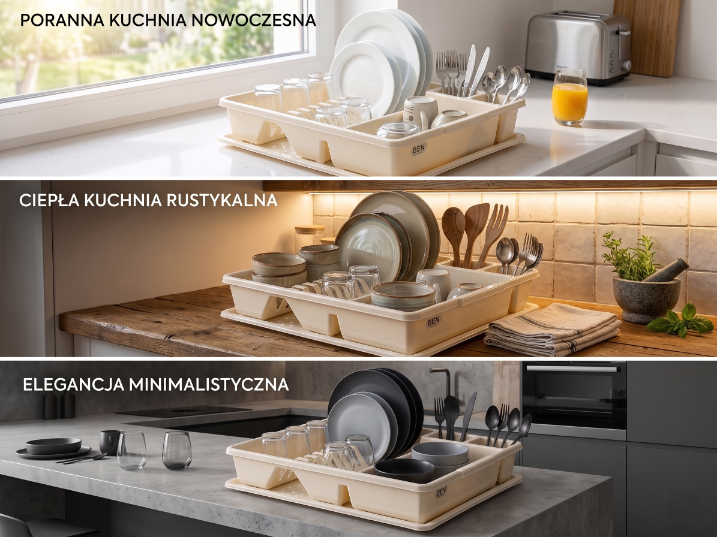 Suszarka do naczyń plastikowa classic kremowy