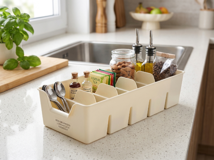 Organizer plastikowy l 30x14x7,5cm kremowy
