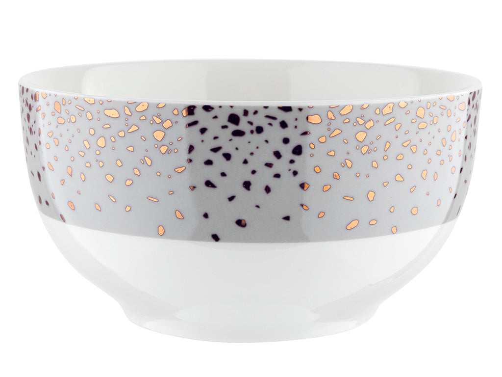Salaterka Florina Spots Grey 13 cm porcelanowa szara złote akcenty