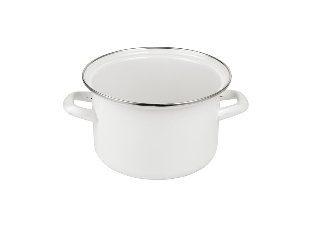Garnek emaliowany prosty gładki 16cm 2,1l kremowy
