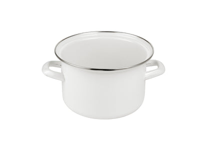 Garnek emaliowany prosty gładki 16cm 2,1l kremowy