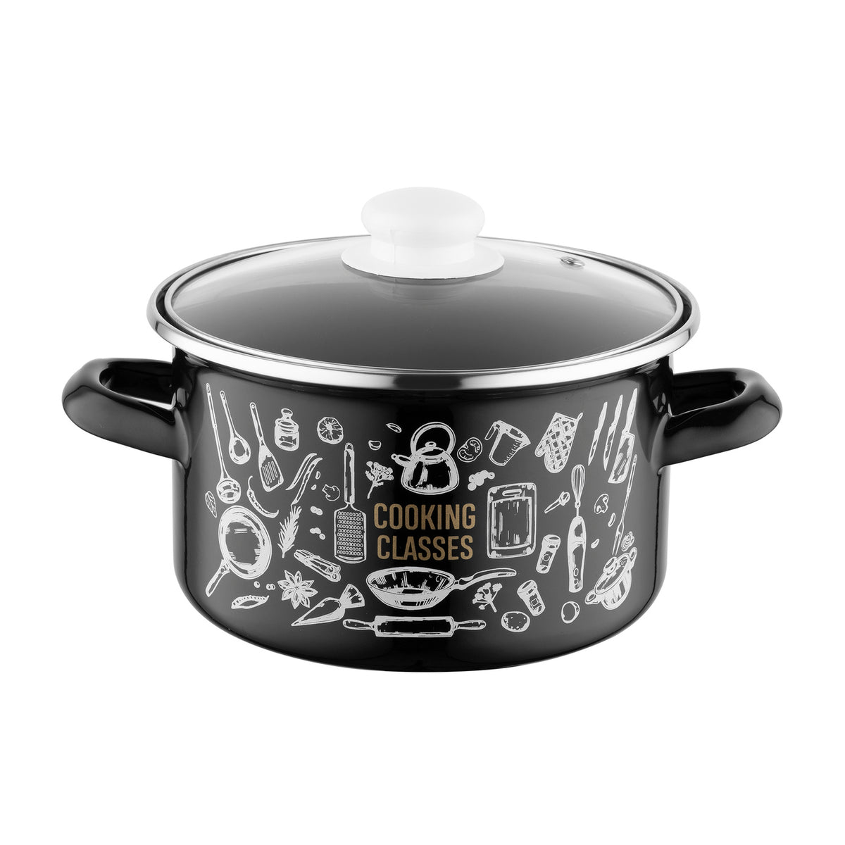 Garnek emaliowany prosty kitchen black 18cm 3l z/p