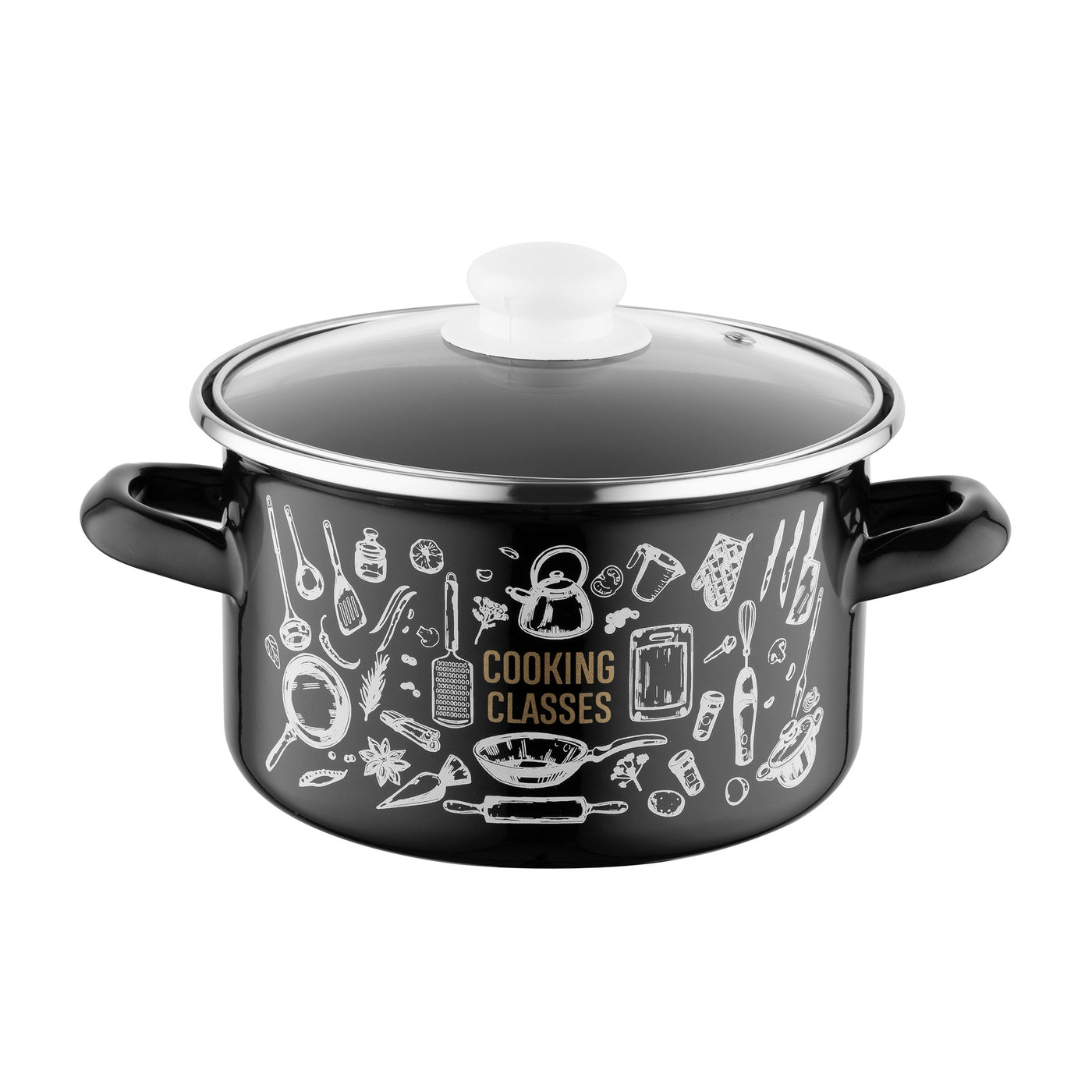 Garnek emaliowany prosty kitchen black 18cm 3l z/p