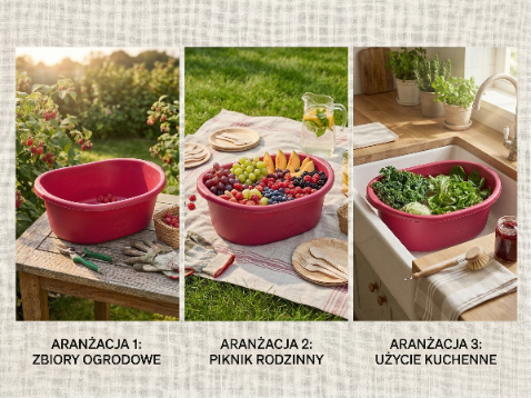 Miska plastikowa owalna z uszami 12l malinowa