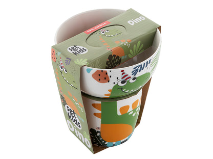 Zestaw porcelany dziecięcej salaterka + kubek dino n