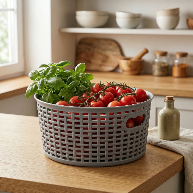 Koszyk rattan okrągły capri 4,5l szary