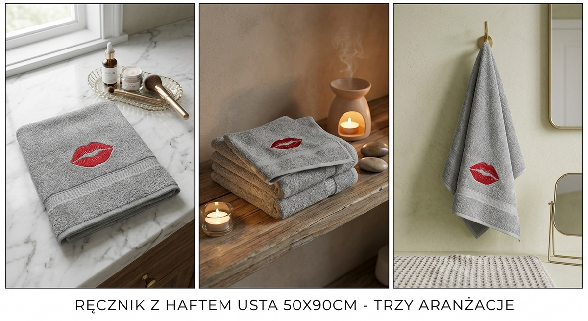 Ręcznik z haftem usta 50x90cm