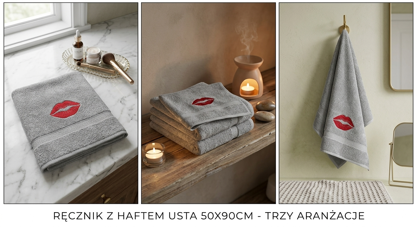 Ręcznik z haftem usta 50x90cm