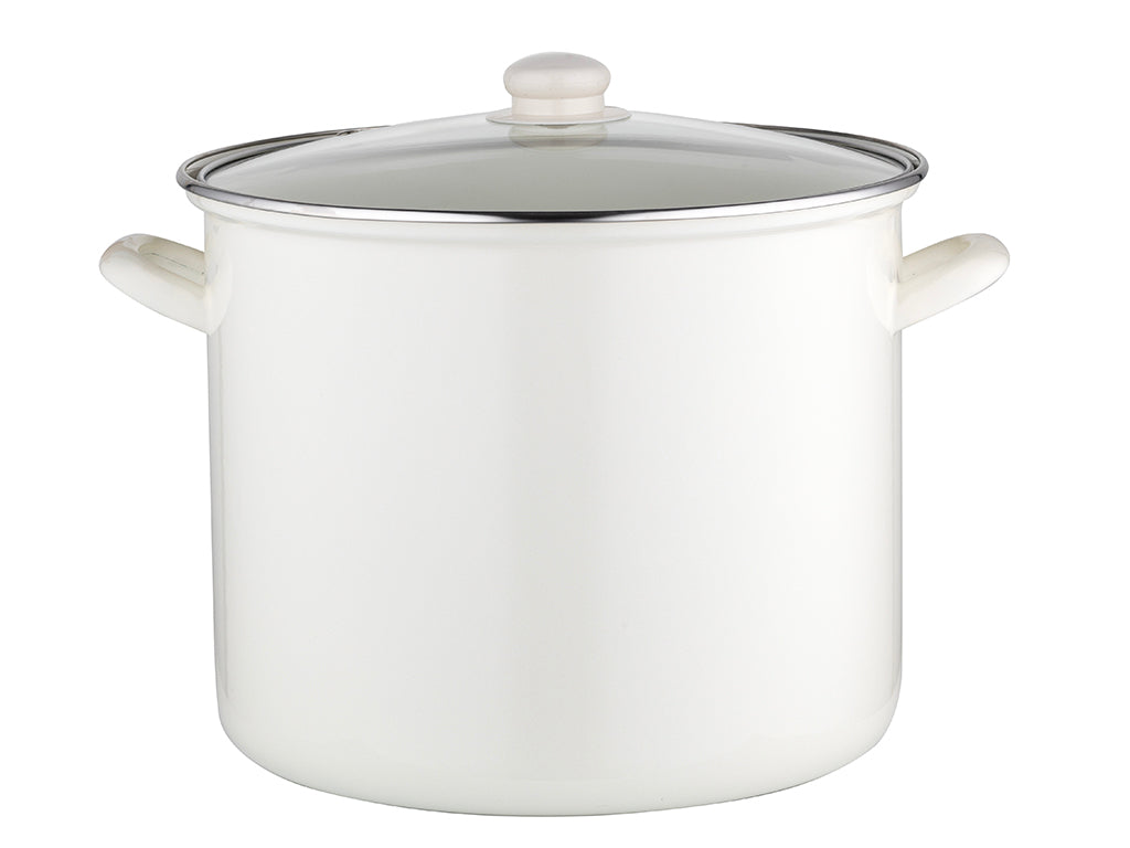 Garnek emaliowany wysoki gładki 28cm 14l z/p kremowy