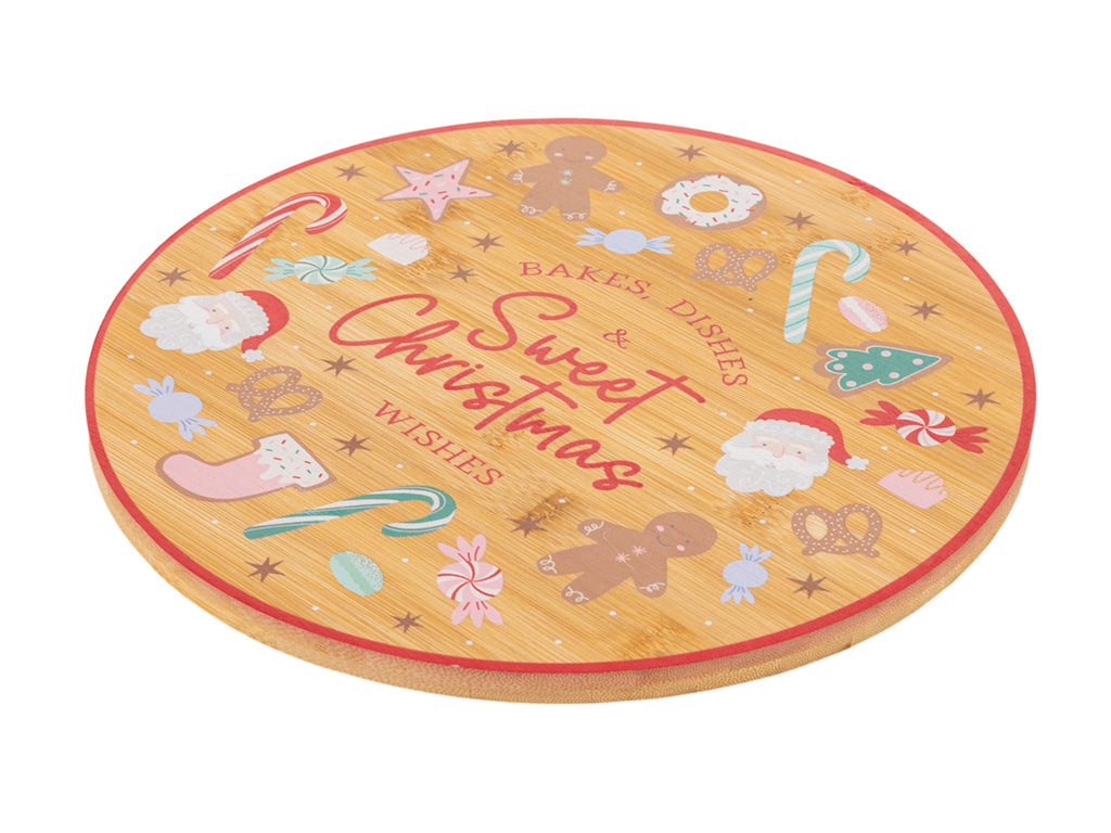 DESKA BAMBUSOWA OBROTOWA HAPPY&JOY 30CM SWEET CHRISTMAS WISHES