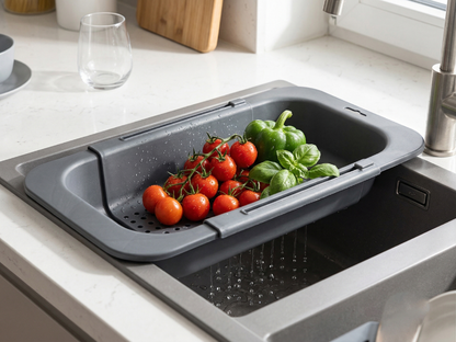 Ociekacz na zlew plastikowy vivo rozsuwany antracytowy