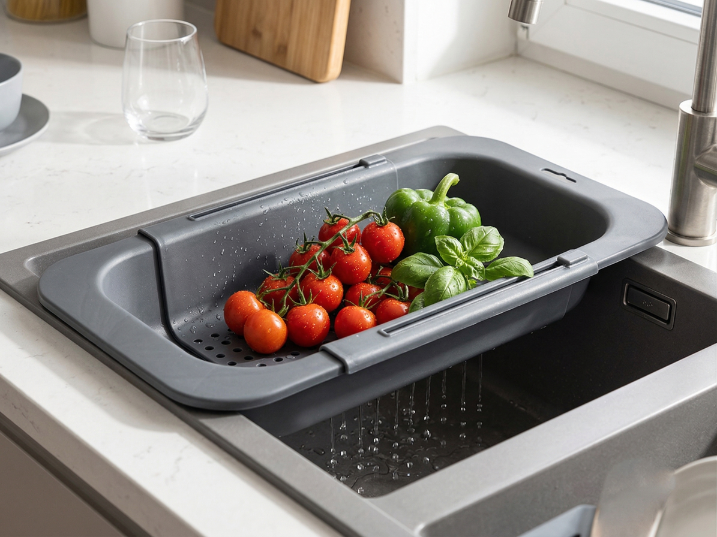 Ociekacz na zlew plastikowy vivo rozsuwany antracytowy