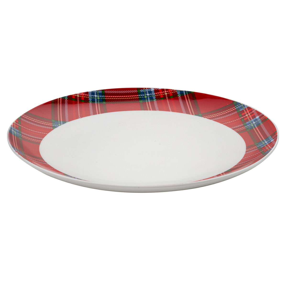 Talerz deserowy Florina Comet 20 cm porcelana świąteczna czerwona krata