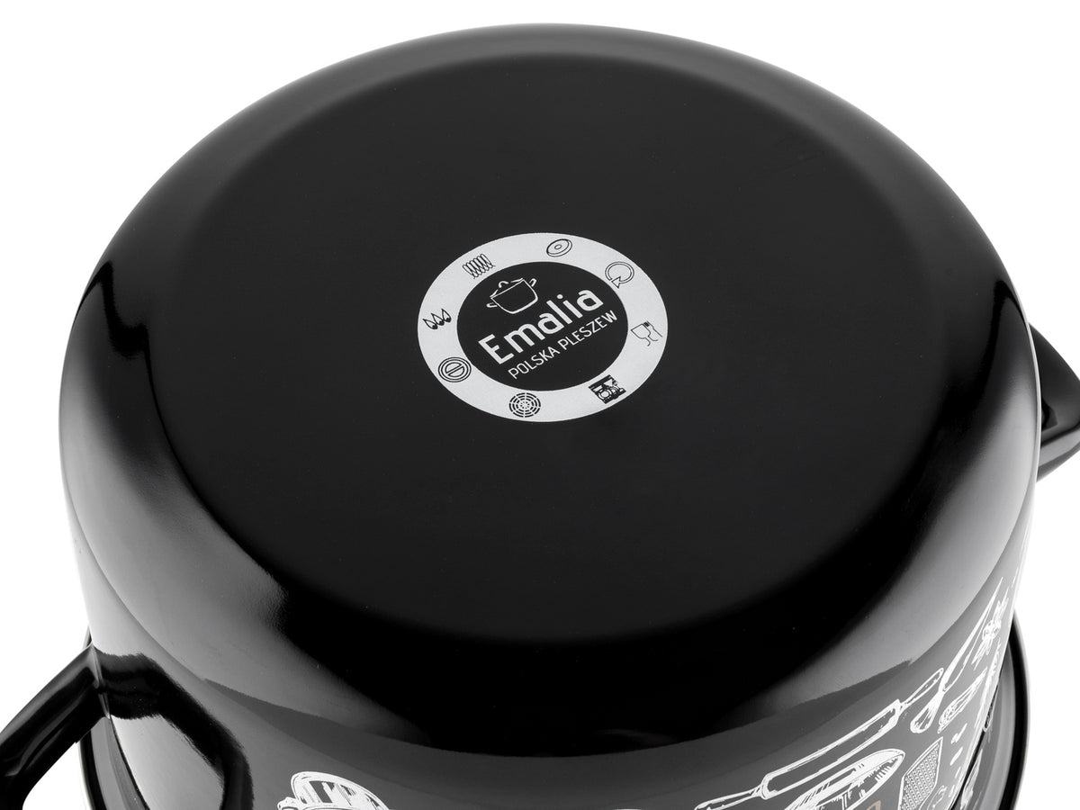 Garnek emaliowany prosty kitchen black 22cm 5,3l z/p