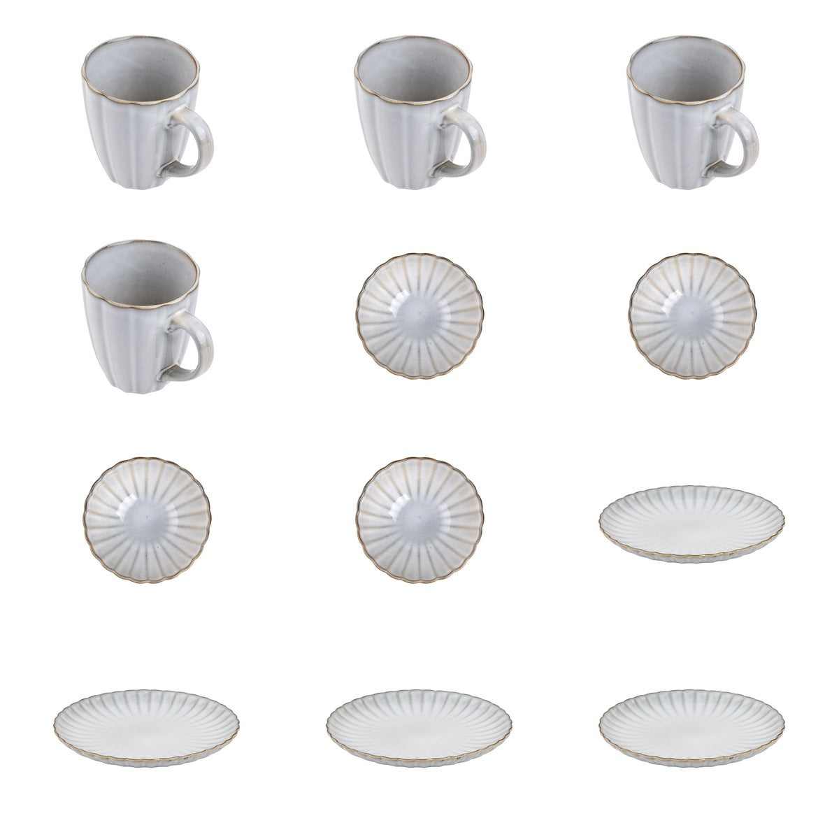 Zestaw 12 elementowy komplet porcelany Atlantica szara