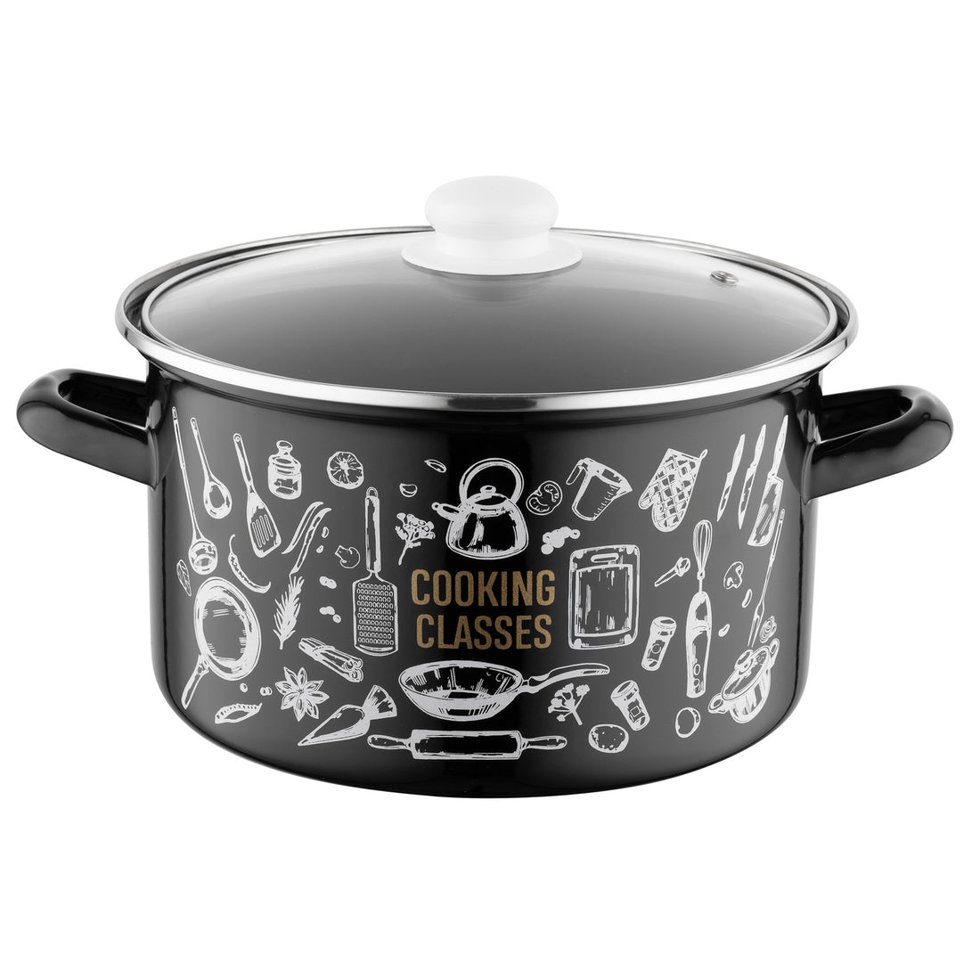 Garnek emaliowany prosty kitchen black 22cm 5,3l z/p