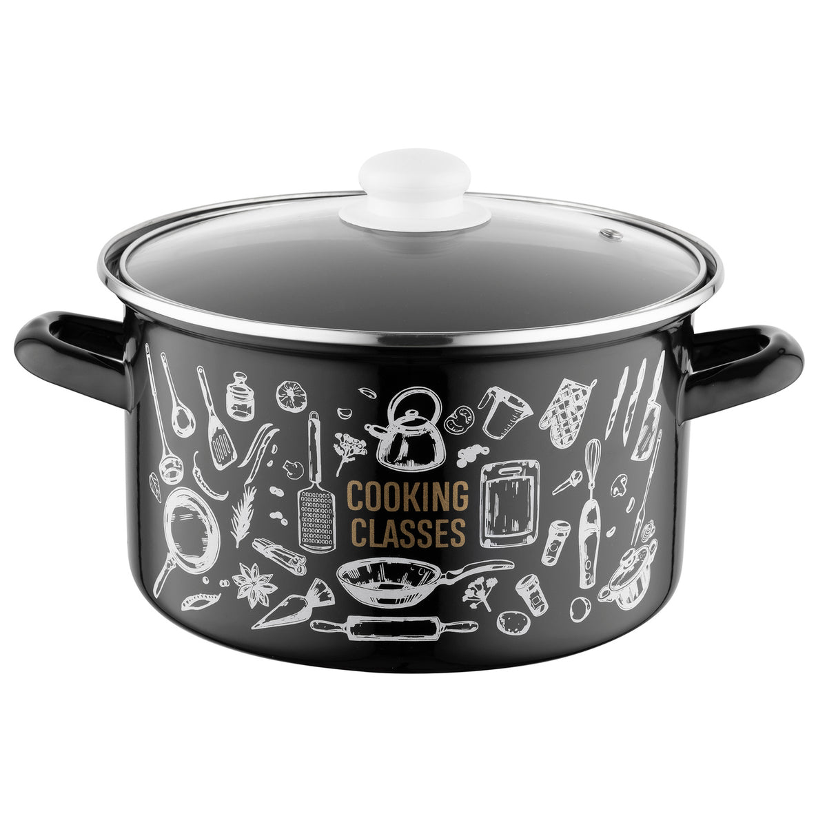 Garnek emaliowany prosty kitchen black 22cm 5,3l z/p