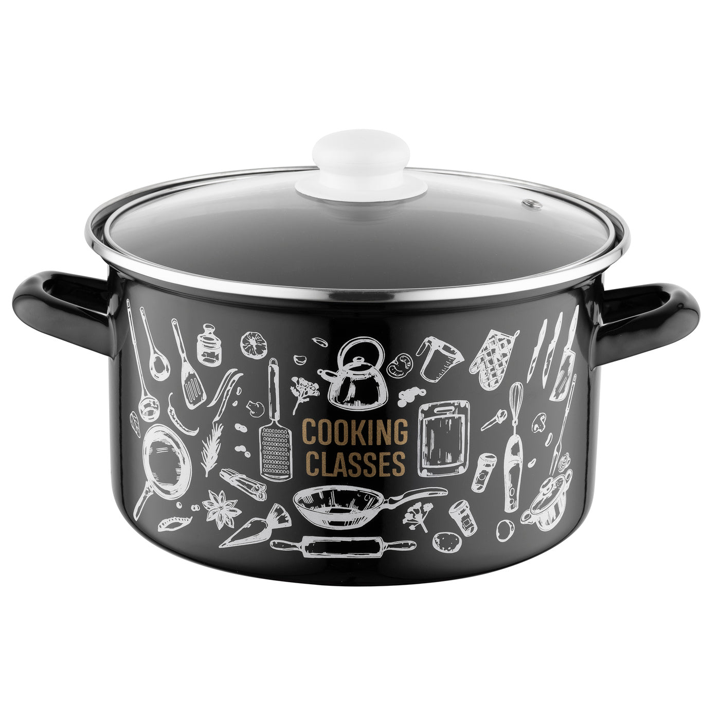 Garnek emaliowany prosty kitchen black 22cm 5,3l z/p