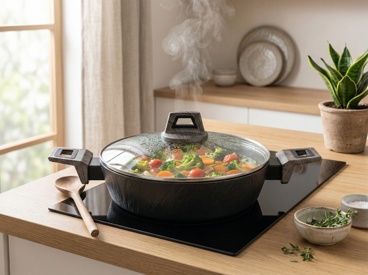 Garnek aluminiowy niski japandi 26cm 2,2l z/p