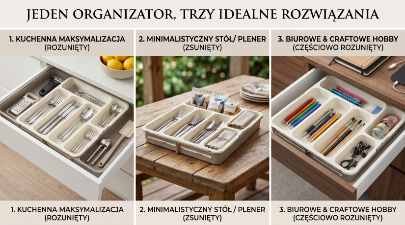 Wkład do szuflady moderna rozsuwany kremowy