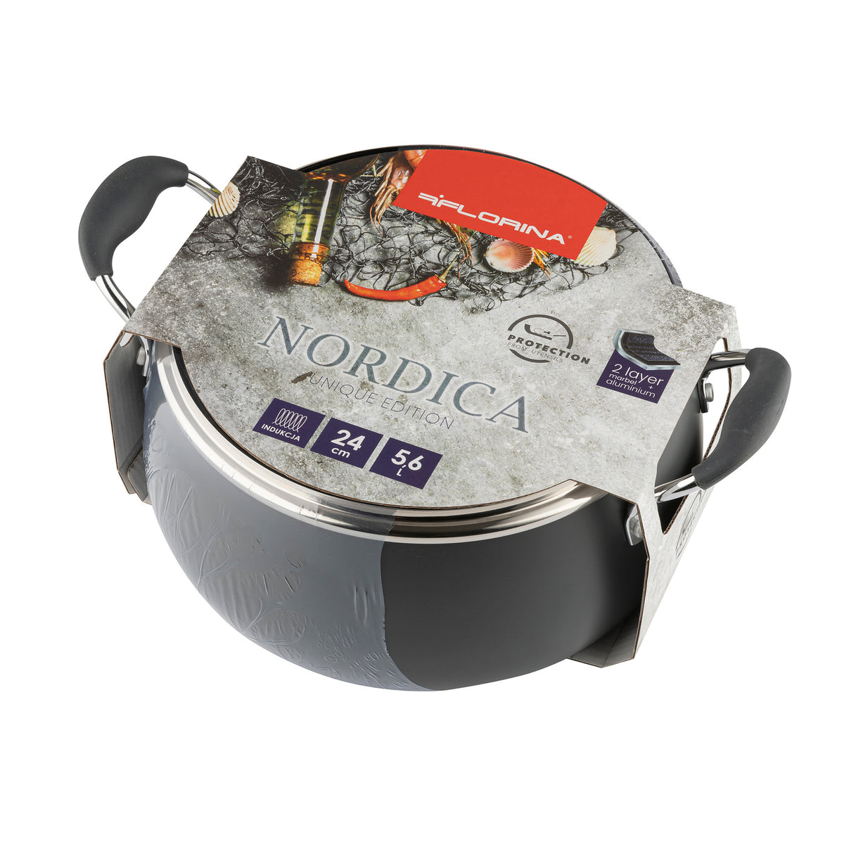 Garnek alumniowy nordica 24cm 5,6l z/p