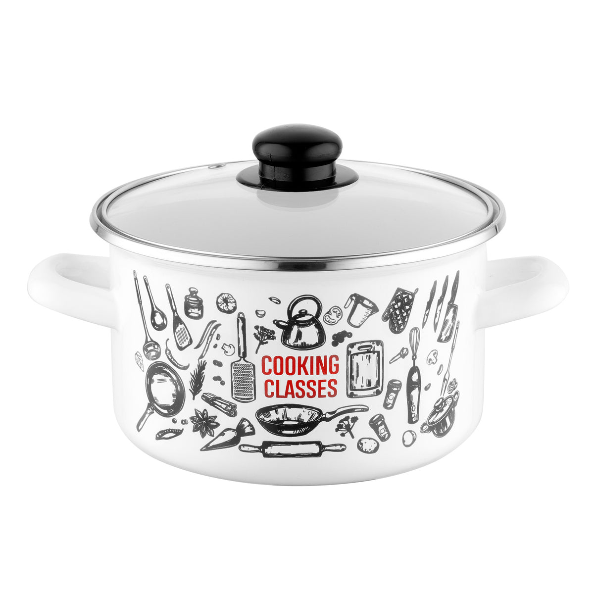 Garnek emaliowany prosty kitchen white 18cm 3l z/p