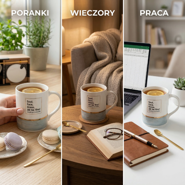 Kubek z pokrywką i łyżeczką pearl blue 350ml
