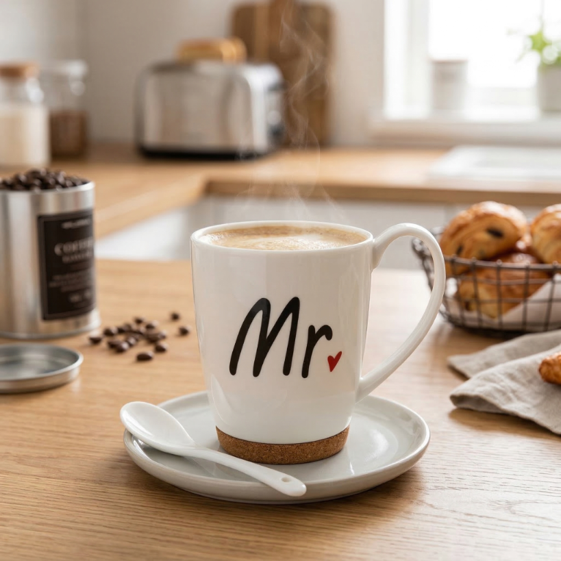 Kubek Florina Mr 320 ml porcelanowy na korkowej podstawce prezent
