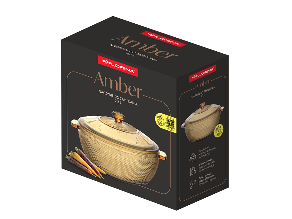 NACZYNIE DO ZAPIEKANIA I GOTOWANIA AMBER SZKLANE 2,3L