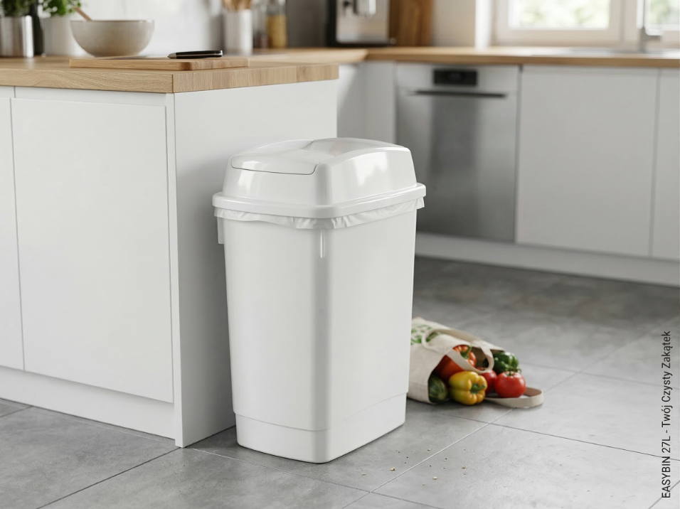 Kosz na śmieci plastikowy easybin 27l biały