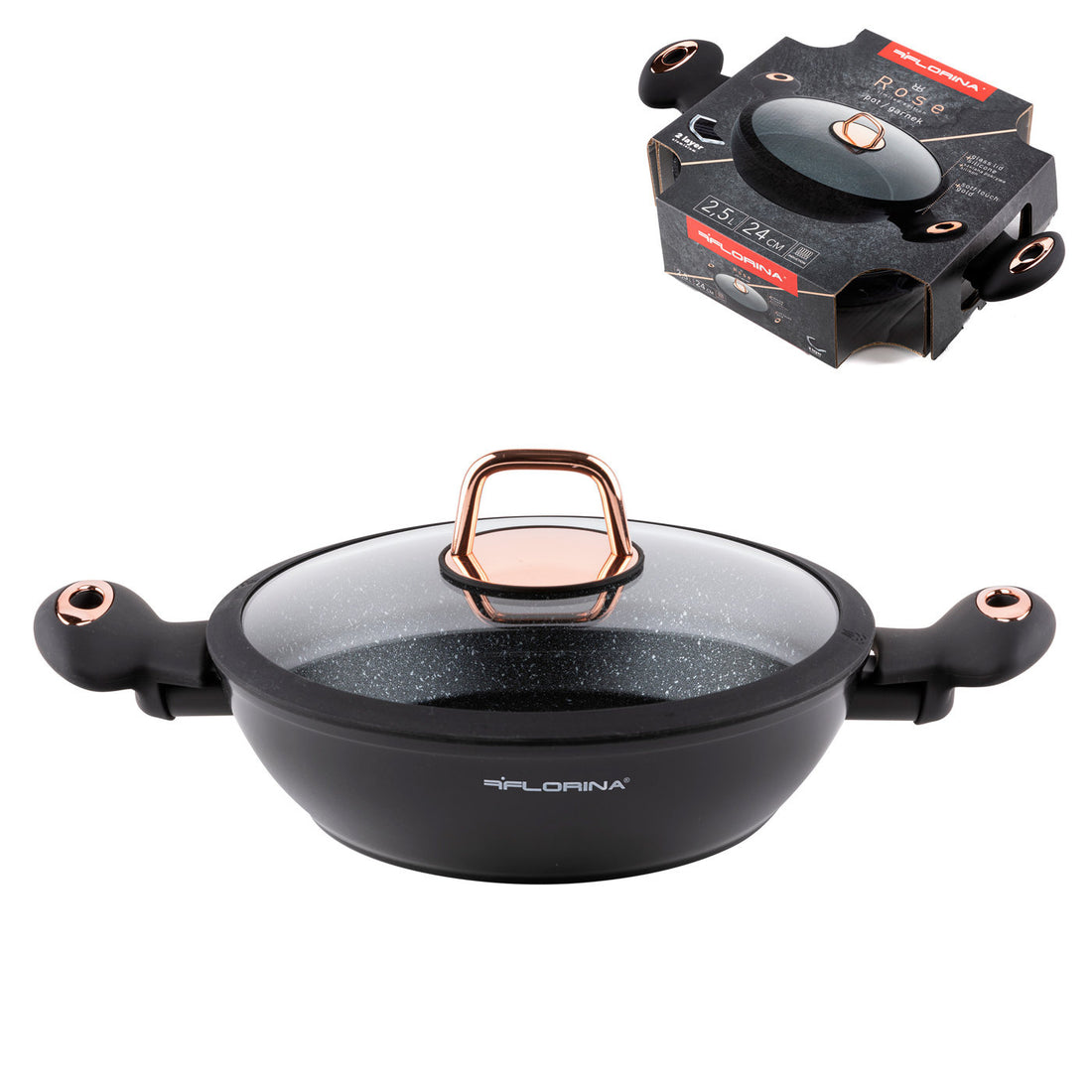 Garnek aluminiowy niski rose 24cm 2,5l z/p